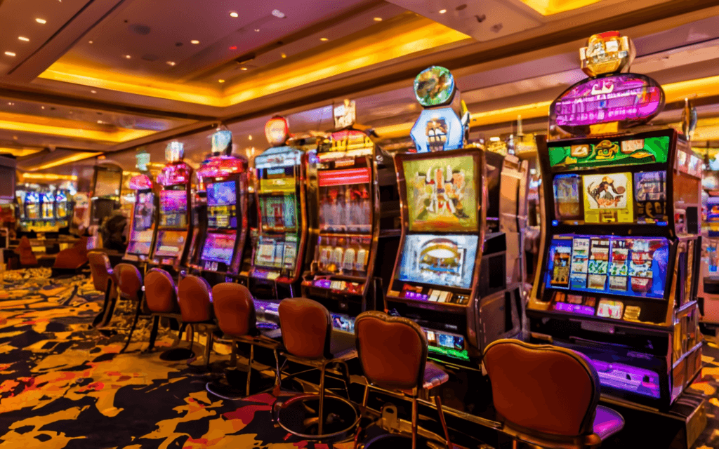 Gasten die spelen op de slotmachines in het Royal Amstel Casino