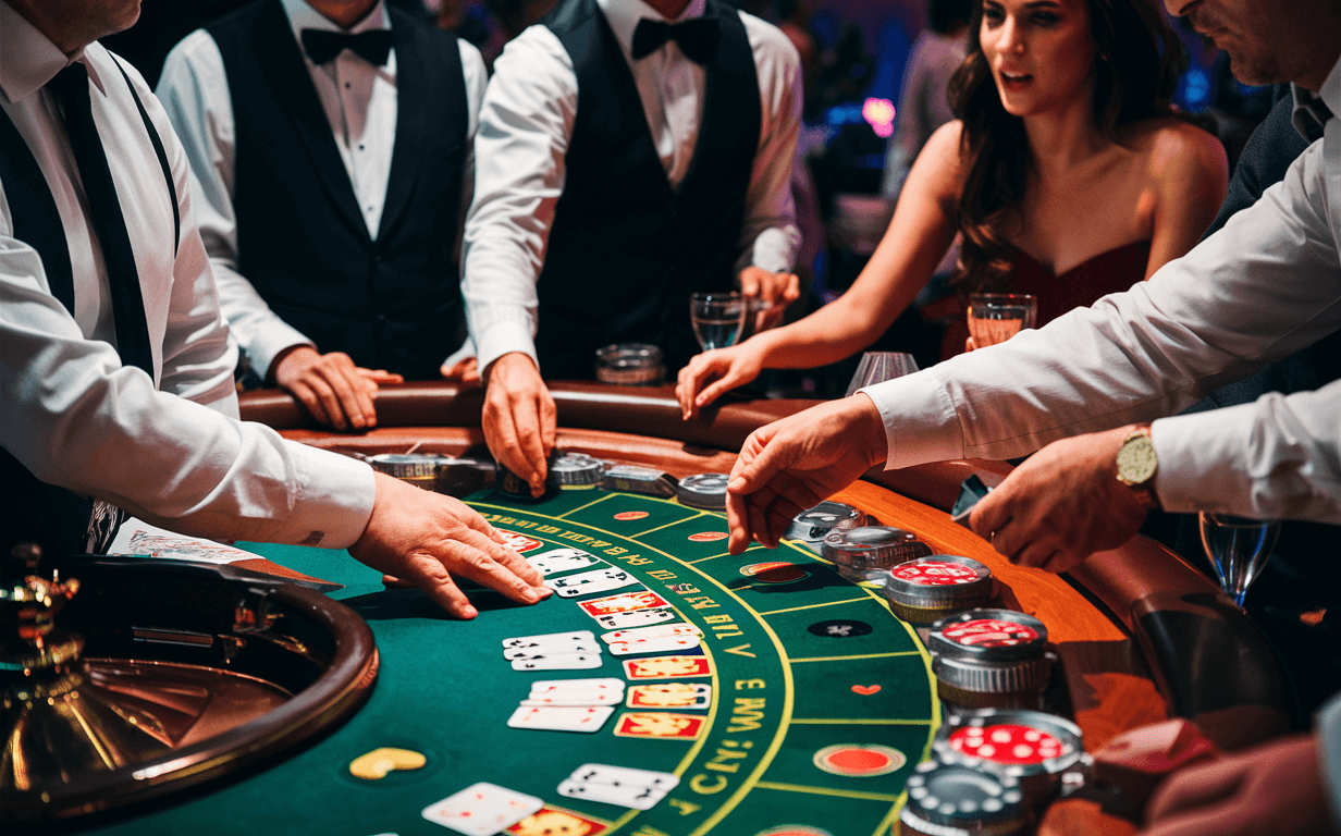 Spelers aan een blackjacktafel in het Royal Amstel Casino